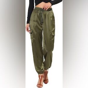 Aerie Women's Olive Green Draw Strictly Silk-Feel Cargo Pants. Size Medium. NWT